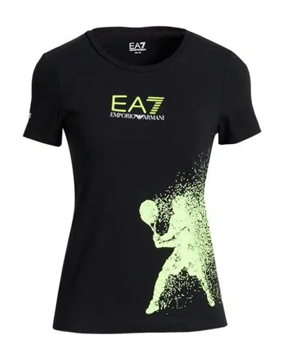 Ea7 Woman T-shirt Black Size Xs Cotton, Elastane