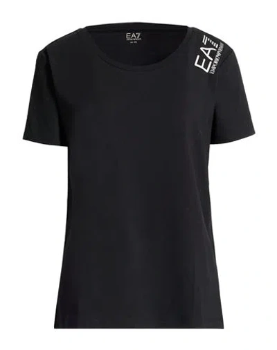 Ea7 Woman T-shirt Black Size Xxl Cotton, Elastane