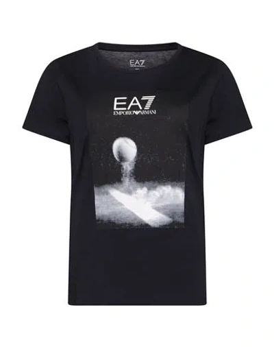 Ea7 Woman T-shirt Black Size Xxl Organic Cotton