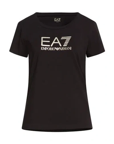 Ea7 Woman T-shirt Black Size Xxs Cotton, Elastane