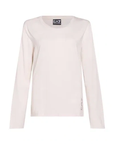 Ea7 Woman T-shirt Cream Size S Cotton, Elastane In White