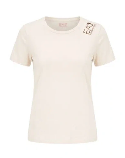 Ea7 Woman T-shirt Cream Size Xxl Cotton, Elastane In Neutral