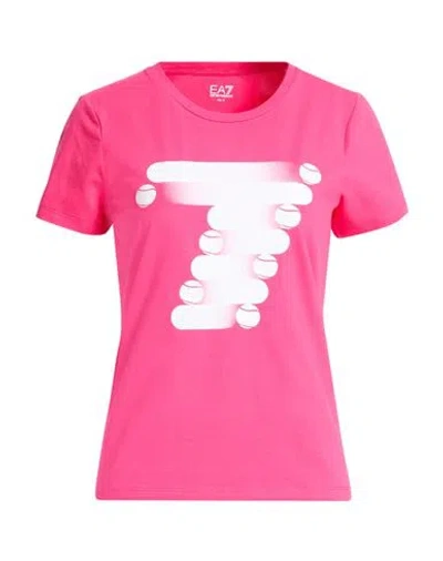 Ea7 Woman T-shirt Fuchsia Size L Cotton, Elastane In Pink