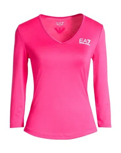 Ea7 Woman T-shirt Fuchsia Size L Polyester, Elastane In Pink