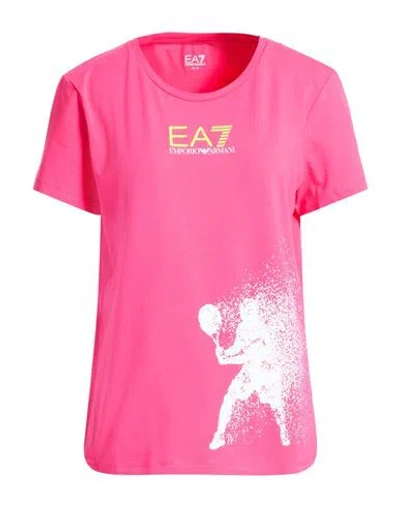 Ea7 Woman T-shirt Fuchsia Size Xl Cotton, Elastane In Pink
