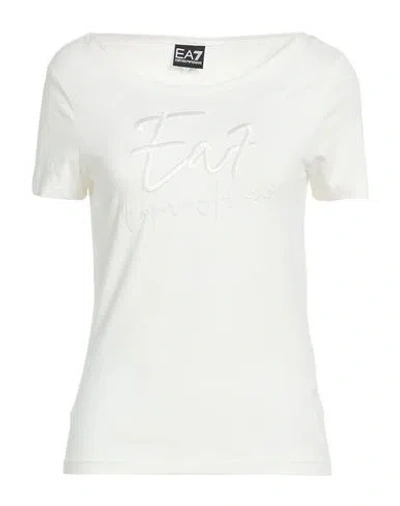 Ea7 Woman T-shirt Ivory Size L Cotton, Elastane In White