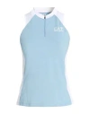 Ea7 Woman T-shirt Light Blue Size Xl Polyester, Elastane