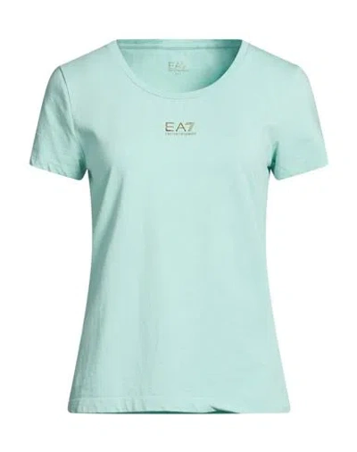 Ea7 Woman T-shirt Light Green Size L Cotton, Modal, Elastane