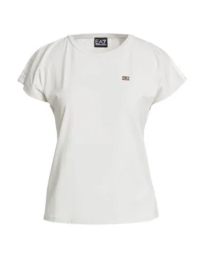 Ea7 Woman T-shirt Light Grey Size M Cotton, Modal, Elastane In White