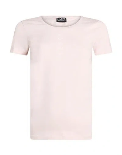Ea7 Woman T-shirt Light Pink Size Xl Cotton, Elastane