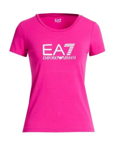 Ea7 Woman T-shirt Magenta Size L Cotton, Elastane In Purple