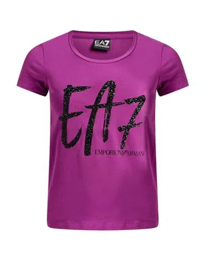 Ea7 Woman T-shirt Mauve Size L Cotton, Elastane In Purple