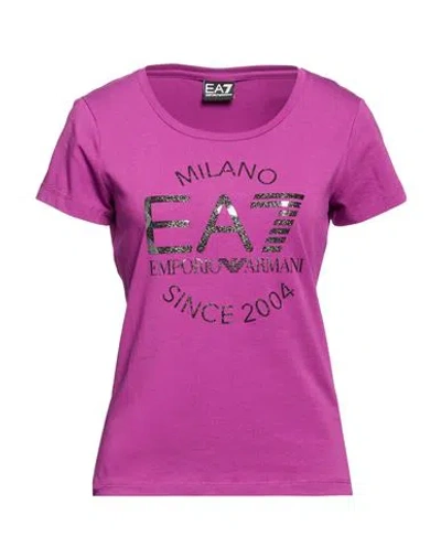 Ea7 Woman T-shirt Mauve Size S Cotton, Elastane In Purple