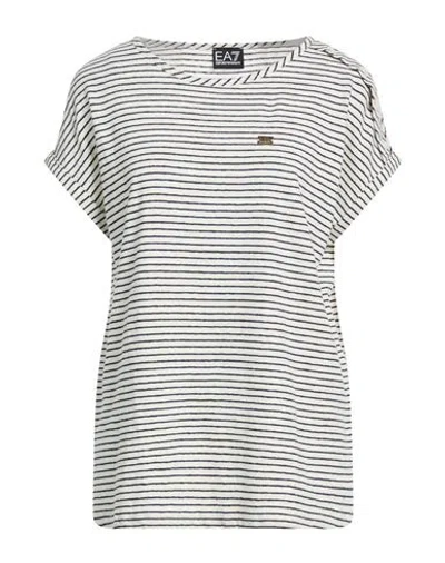 Ea7 Woman T-shirt Midnight Blue Size L Cotton, Linen