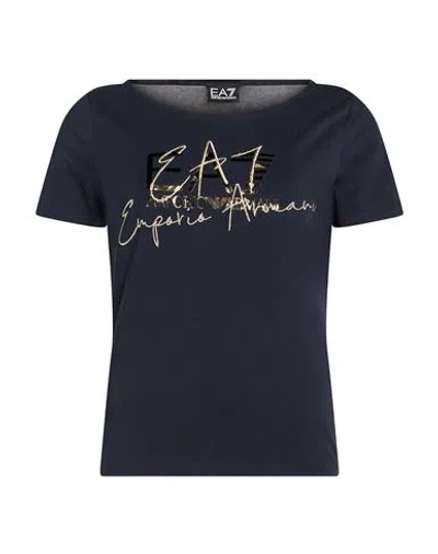 Ea7 Woman T-shirt Midnight Blue Size Xl Cotton, Elastane
