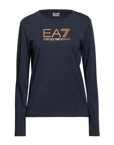 Ea7 Woman T-shirt Midnight Blue Size Xxl Cotton, Elastane In Black