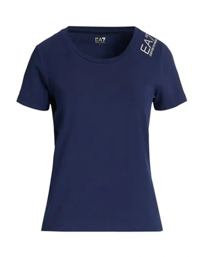 Ea7 Woman T-shirt Midnight Blue Size Xxl Cotton, Elastane