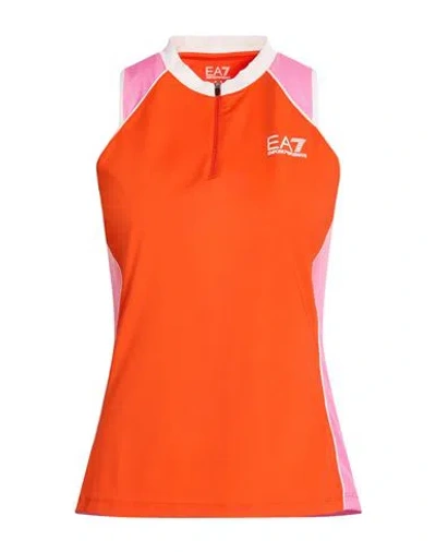 Ea7 Woman T-shirt Orange Size Xl Polyester, Elastane In Red