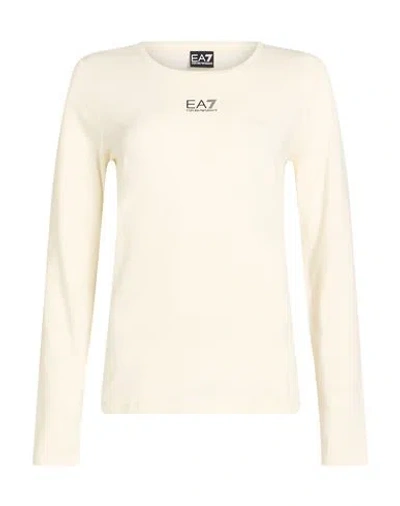 Ea7 Woman T-shirt Pastel Yellow Size L Cotton, Modal, Elastane