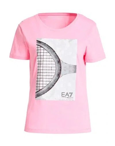 Ea7 Woman T-shirt Pink Size Xl Organic Cotton