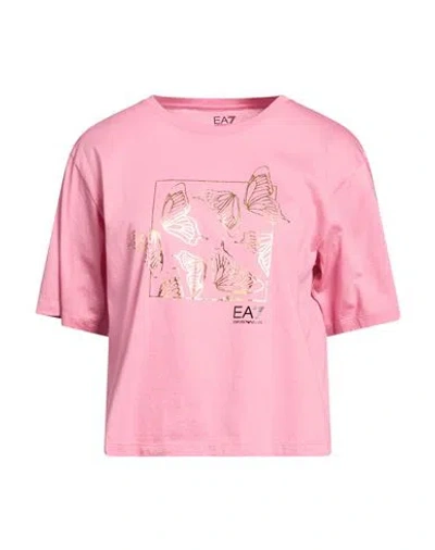 Ea7 Woman T-shirt Pink Size Xl Organic Cotton