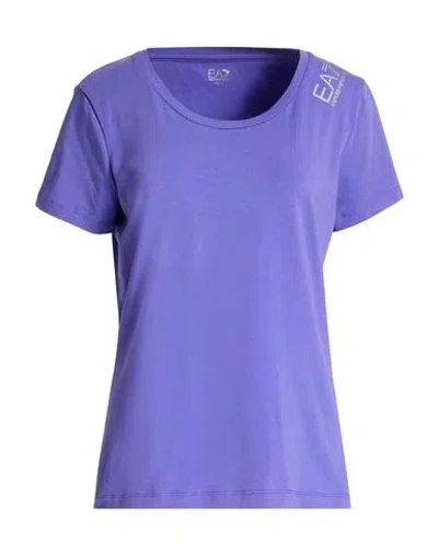 Ea7 Woman T-shirt Purple Size L Cotton, Elastane