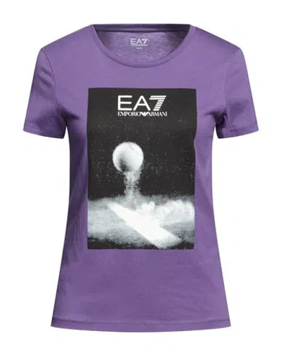 Ea7 Woman T-shirt Purple Size Xxl Organic Cotton