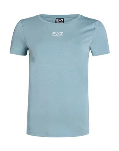 Ea7 Woman T-shirt Slate Blue Size Xl Cotton, Modal, Elastane