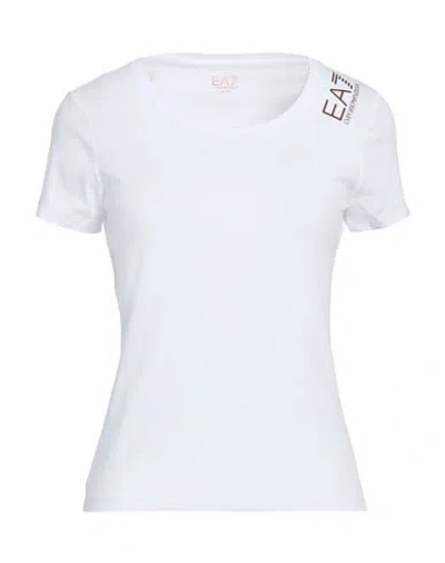 Ea7 Woman T-shirt White Size 3xl Cotton, Elastane