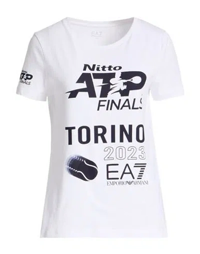 Ea7 Woman T-shirt White Size M Cotton
