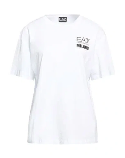 Ea7 Woman T-shirt White Size M Cotton