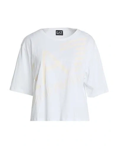 Ea7 Woman T-shirt White Size M Cotton
