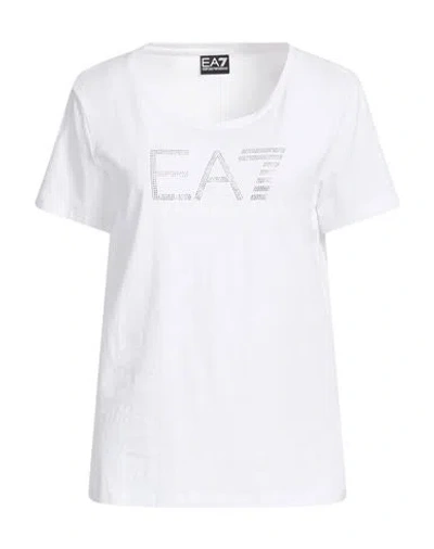 Ea7 Woman T-shirt White Size M Cotton, Elastane