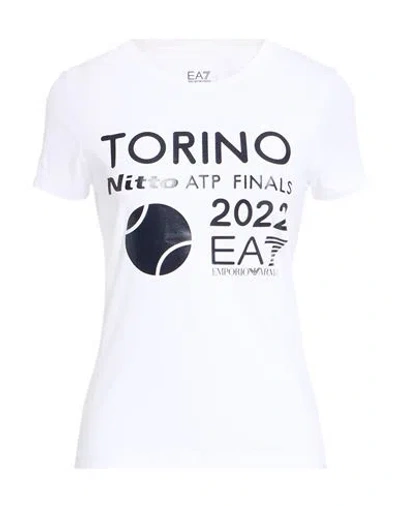 Ea7 Woman T-shirt White Size M Cotton, Elastane