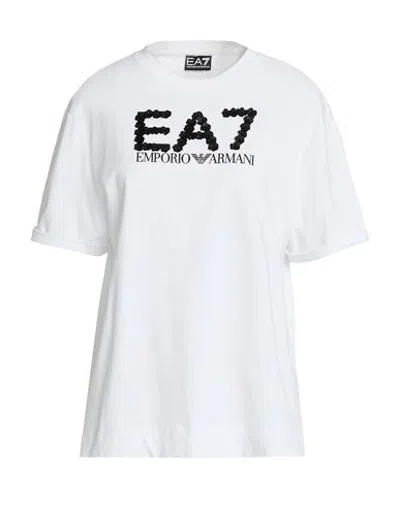 Ea7 Woman T-shirt White Size S Cotton