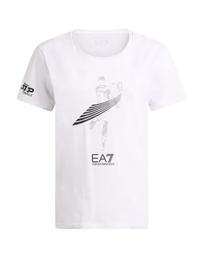 Ea7 Woman T-shirt White Size Xl Cotton