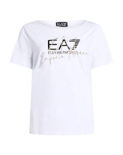 Ea7 Woman T-shirt White Size Xl Cotton, Elastane