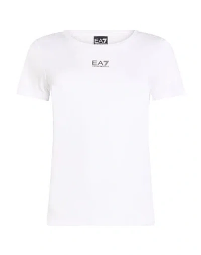 Ea7 Woman T-shirt White Size Xl Cotton, Modal, Elastane