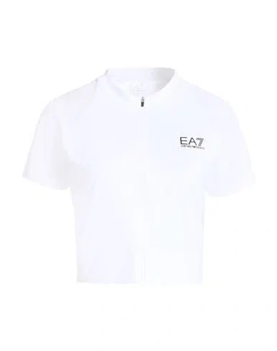 Ea7 Woman T-shirt White Size Xl Polyester, Elastane