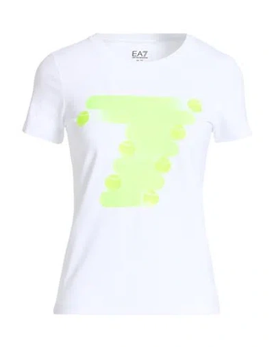 Ea7 Woman T-shirt White Size Xs Cotton, Elastane