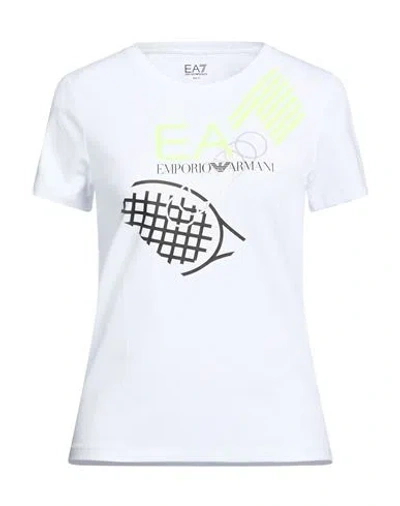 Ea7 Woman T-shirt White Size Xxl Cotton, Elastane