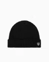 Ea7 Wool And Viscose Blend Beanie In Black