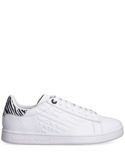 Ea7 Zebra-appliqué Sneakers In White