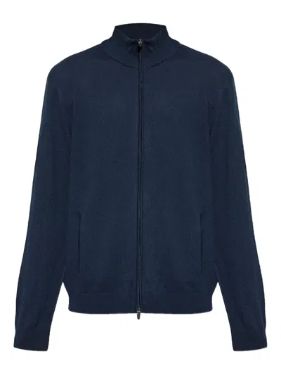 Ea7 Zip Cardigan In Blue