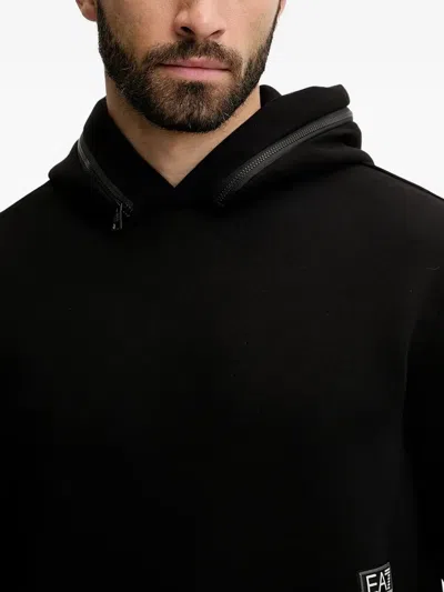 Ea7 Zip-detail Hoodie In Black