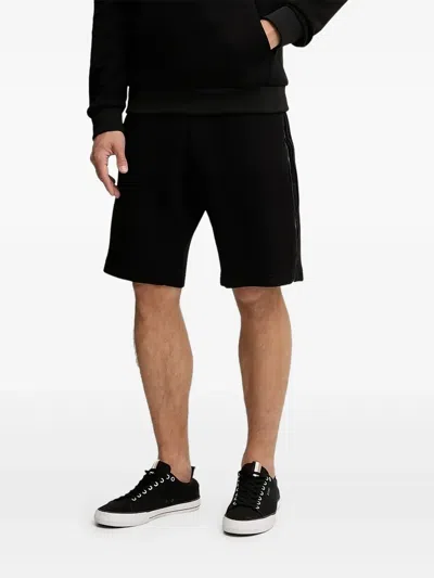 Ea7 Zip-detail Logo Shorts In Black