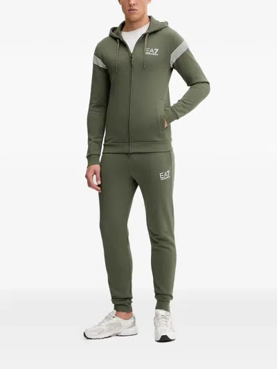 Ea7 Zip-fastening Hoodie In Green