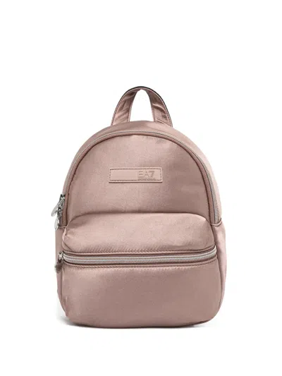 Ea7 Zip-fastening Logo-patch Backpack In Pink