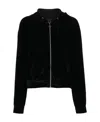 Ea7 Zip-fastening Velvet Hoodie In Black
