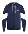 Ea7 Zip-front Logo-print Hoodie In Blue